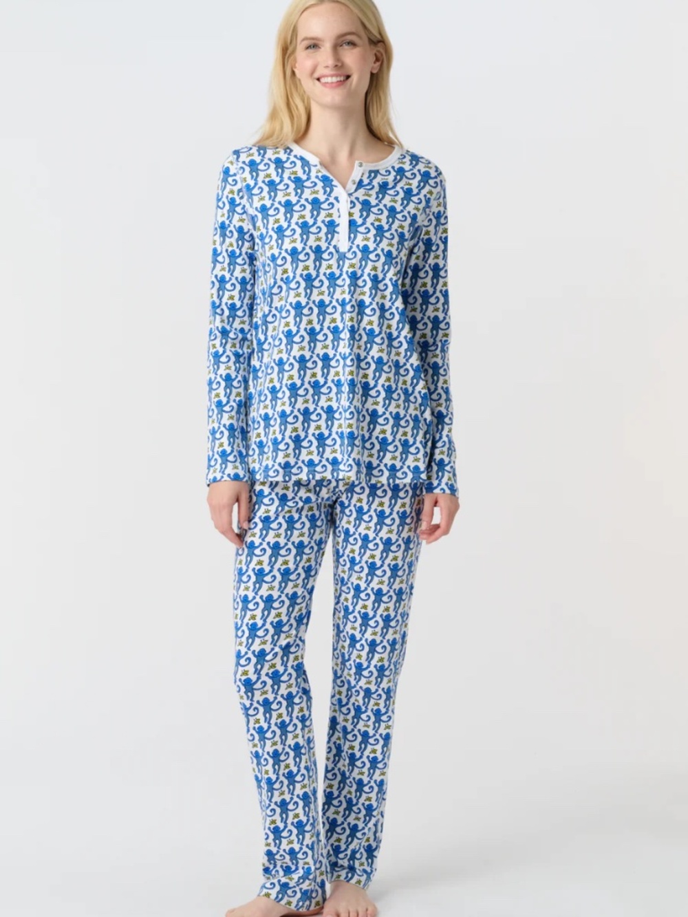 Roller Rabbit Blue Monkey Pajama Set - Picture 2 of 10